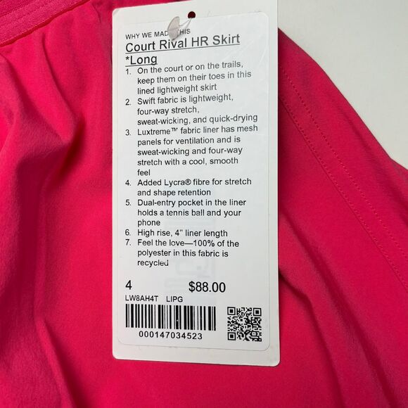 Lululemon Court Rival High-Rise Skirt *Long *Lip Gloss - Picture 6 of 9